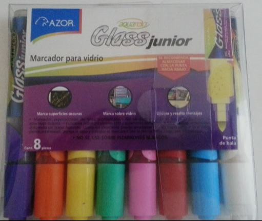 22826. Marcador para Vidrio Acuarelo Glass 8 Colores  Azor