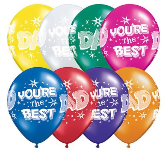 41539. Globo No. 11 Dad You´Re The Best Colores Surtidos Qualatex (25 uds)
