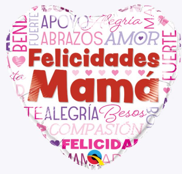 85939. Globo No. 18 Metálico Corazón Felicidades Mama Palabras Qualatex (1)