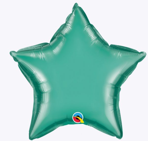 90103. Globo No. 20 Metálico Estrella Chrome Verde Qualatex (1)