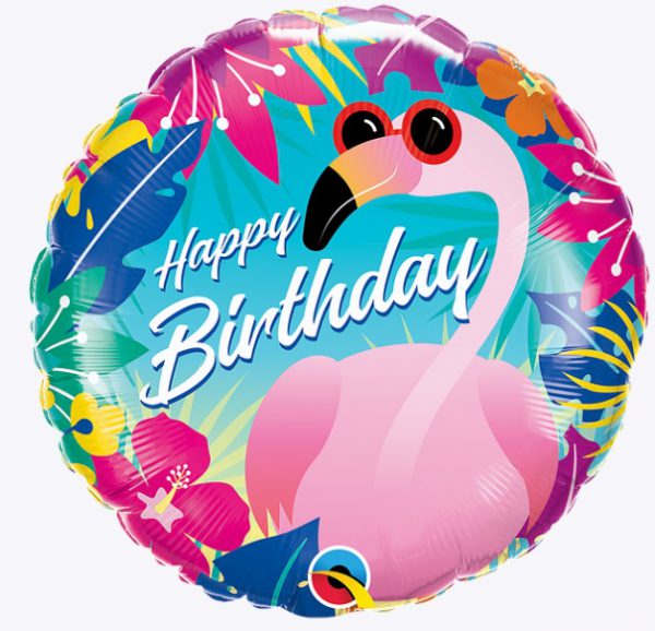 10220. Globo No. 18 Metálico Happy Birthday Flamingo Tropical Qualatex (1)