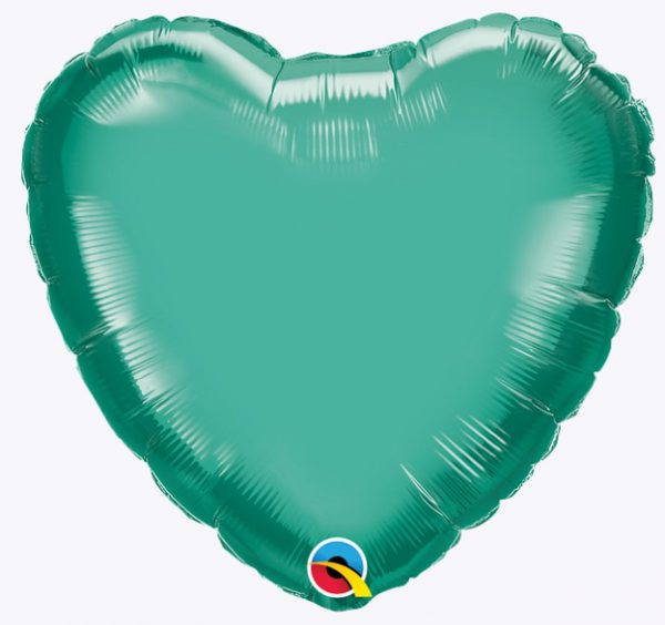 90056. Globo No. 18 Metálico Corazón Chrome Verde Qualatex (1)
