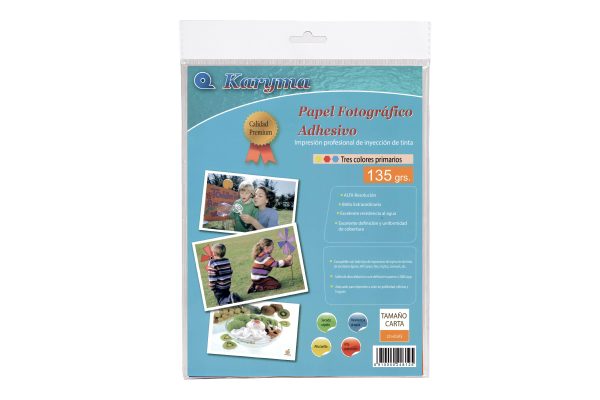 8125.  Papel Fotográfico Adhesivo Brillante carta 135grs. 25H
