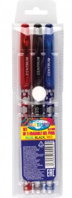 80446. Bolígrafo Gel Borrable Estuche 3 Colores 0,5mm Centrum