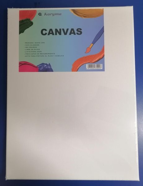 3040. Lienzo con Marco 100% Algodón 30 x 40 cm, 280 Gr. Karyma.