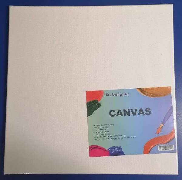 4041. Lienzo con Marco 100% Algodón 40 x 40 cm, 280 Gr. Karyma.