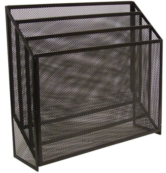 6185. Papelera Horizontal 3 Divis. Malla Metálica 32x9x29.3cm Karyma