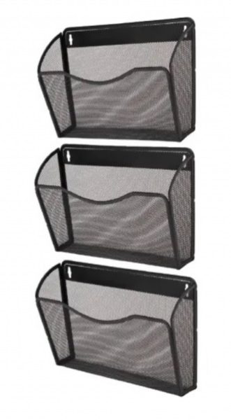 6585. Papelera de malla Metálica De Pared 3 Unidades 35,5×8,5×21,5cm