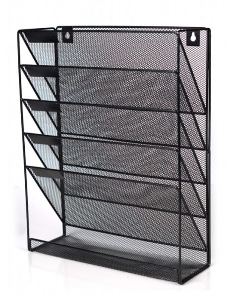 6587. Revistero de Malla Metálica de Pared 5 Divisiones 32.5 x 10.5 x 40.5cm Karyma