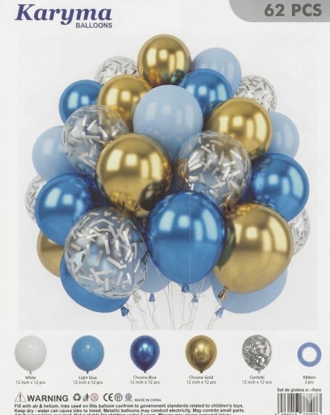 1073. Set de Globos Azul/Plata (62pcs)