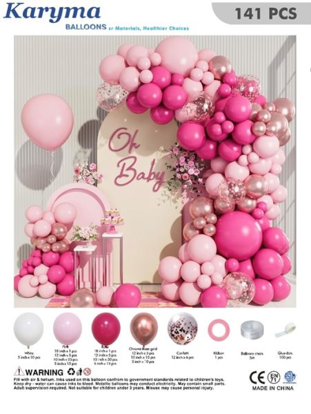 1202. Set de Globos Bebe Niña OH Baby (141 pcs)