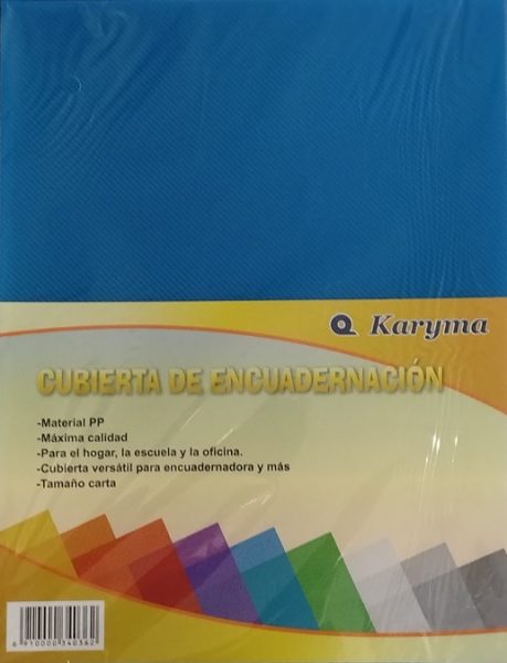 69A. Tapa para Encuadernar Estriada Karyma 350 Mic, Carta Azul (50).
