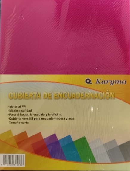69F. Tapa para Encuadernar Estriada Karyma 350 Mic, Carta Rosada (50).