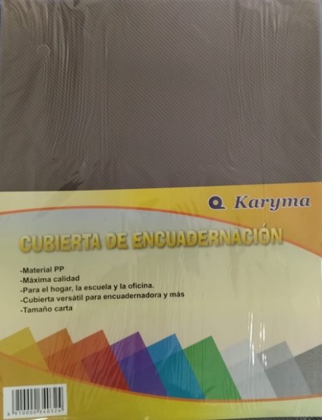 69HU. Tapa para Encuadernar Estriada Karyma 350 Mic, Carta Humo (50).
