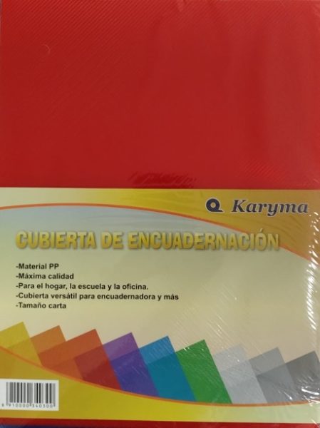 69R. Tapa para Encuadernar Estriada Karyma 350 Mic, Carta Rojo (50).