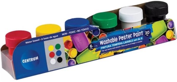 80448. Temperas Escolar Lavable 6 colores 22ml.   Centrum