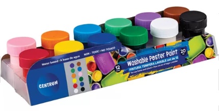 80449. Temperas Escolar Lavable 12 colores 22ml. Centrum