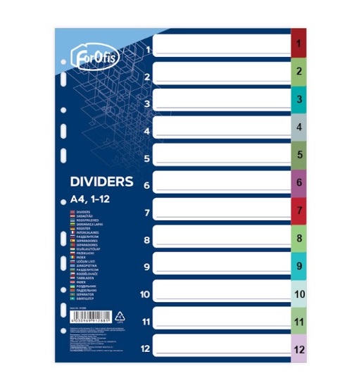 91277. Divisiones Plásticas 1-12 Colores. A4 Centrum.